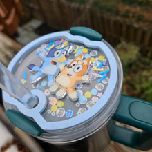 Load image into Gallery viewer, Stanley Tags: Bluey Stanley Shaker Topper - Bluey and Bingo
