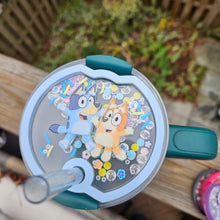 Load image into Gallery viewer, Stanley Tags: Bluey Stanley Shaker Topper - Bluey and Bingo
