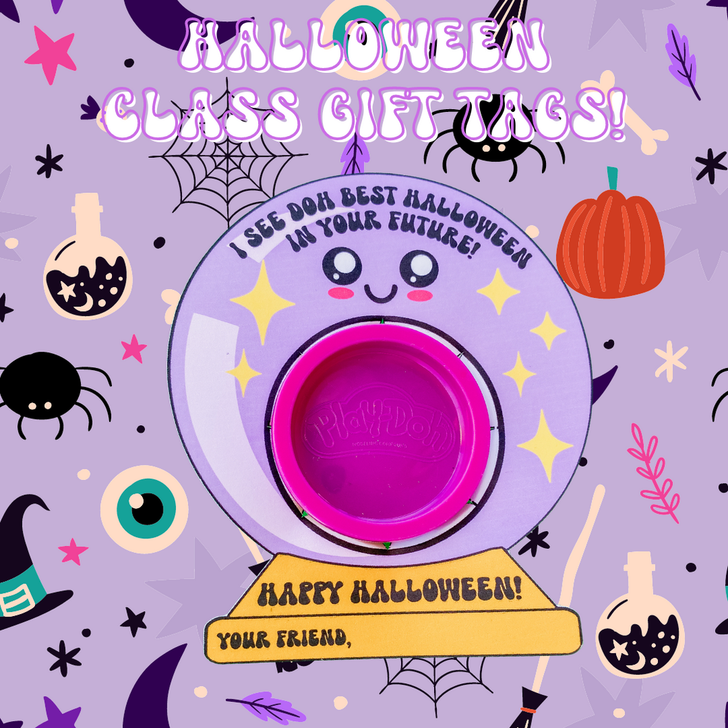 Halloween Playdoh Crystal Ball Class Gift Tags - 25/pk