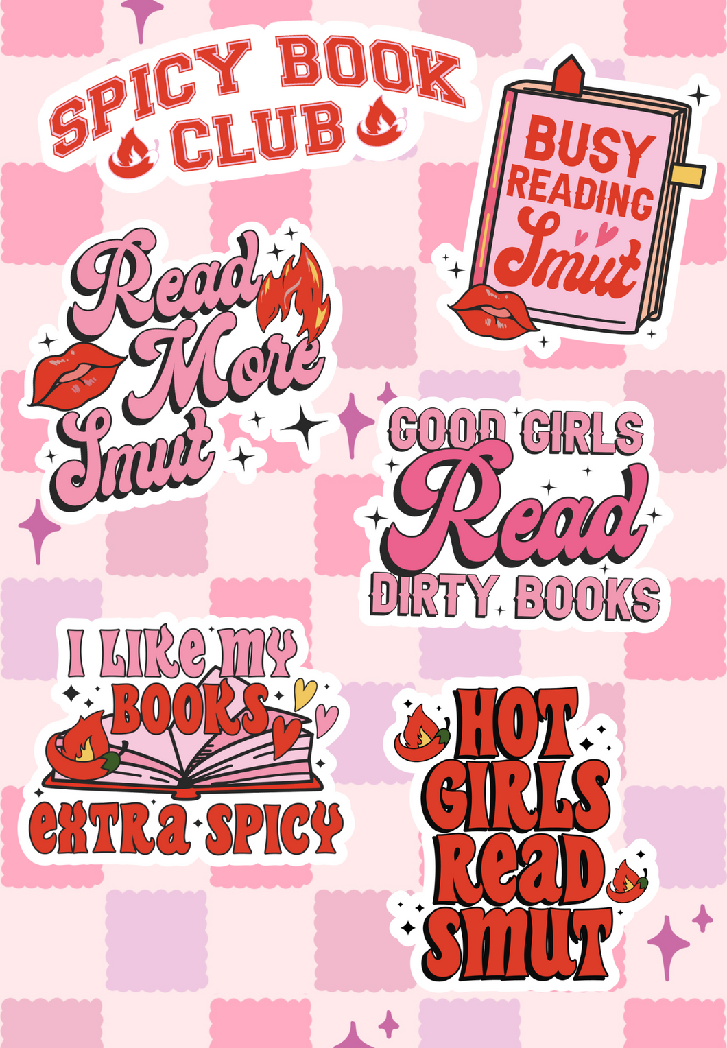 Stickers: Smut Pink Reader Set 1 - 6pcs
