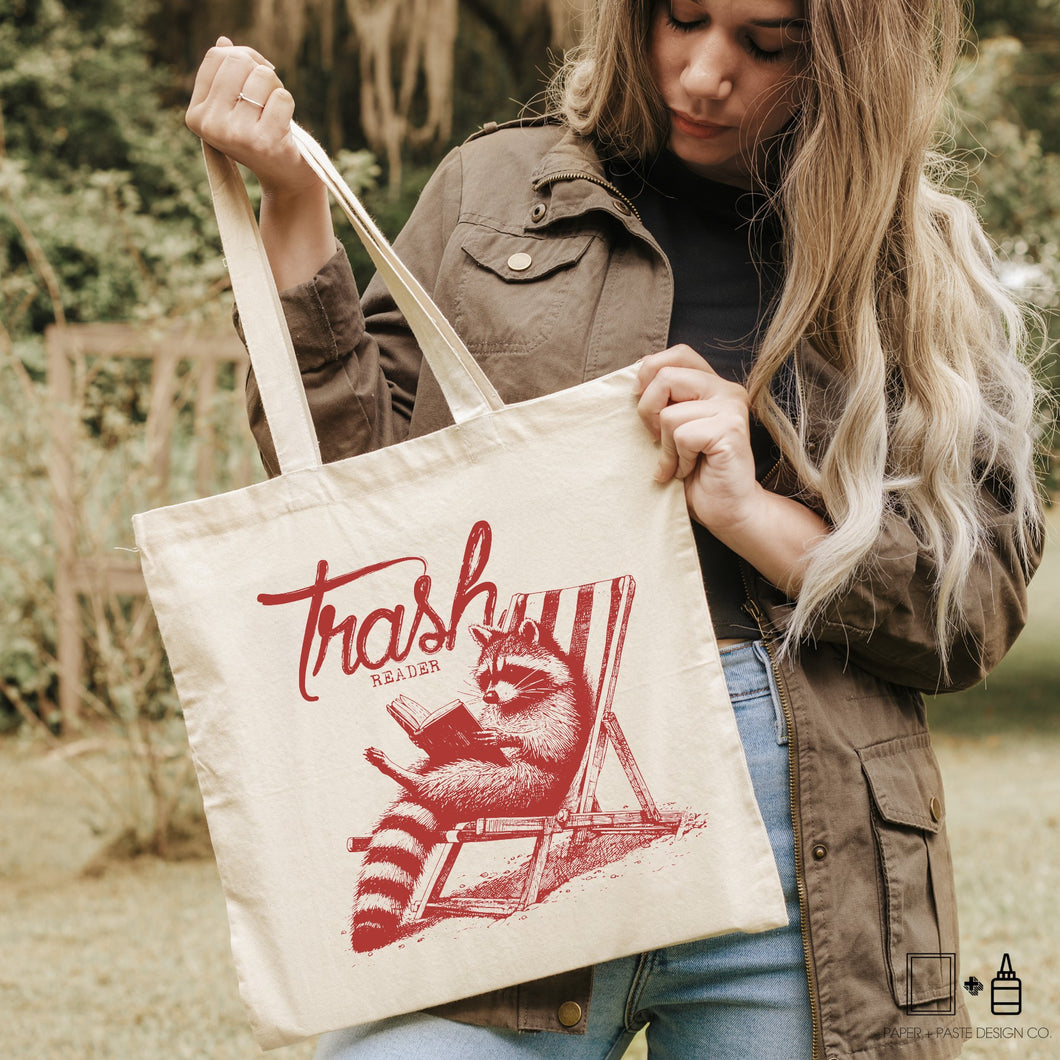 Tote Bag: Raccoon Trash Reader