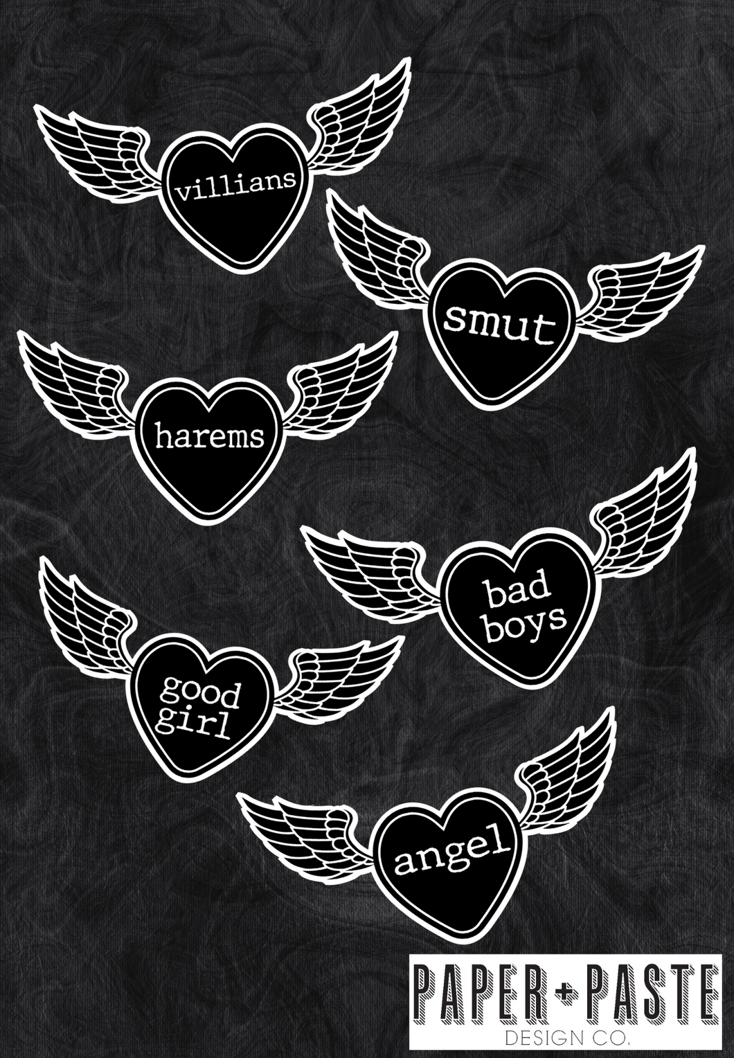 Stickers: Winged Heart Sticker Pack - 6pcs