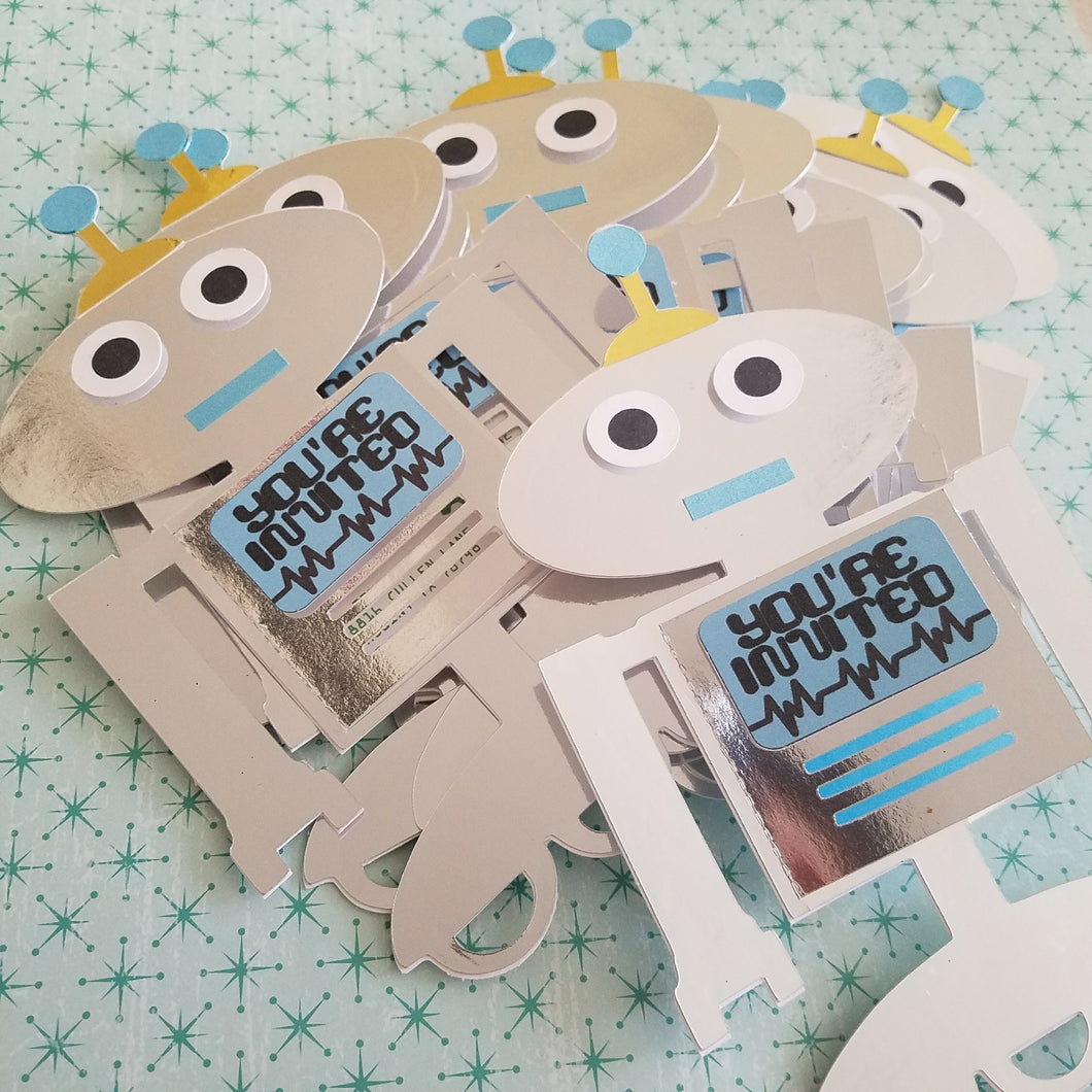 Invitation: Robot Themed Party - 10/pack