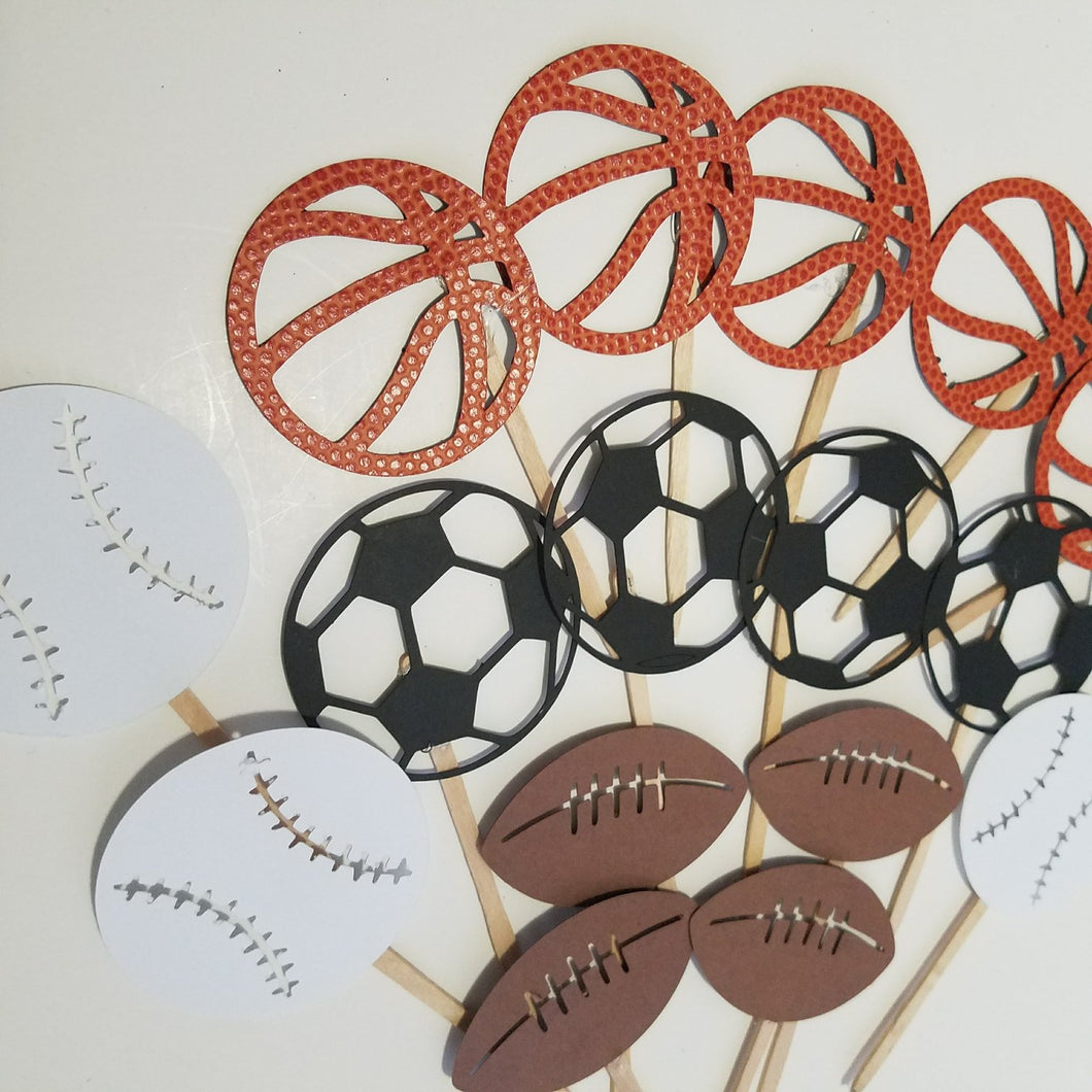 Cupcake Toppers: Sports Theme - 12/pack