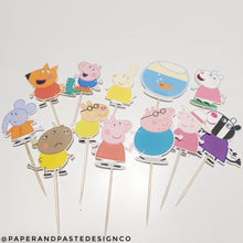 Load image into Gallery viewer, Toppers - Peppa Pig Cupcake Toppers - Food Picks
