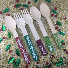 Load image into Gallery viewer, Holiday: Christmas Themed Wooden Utensils
