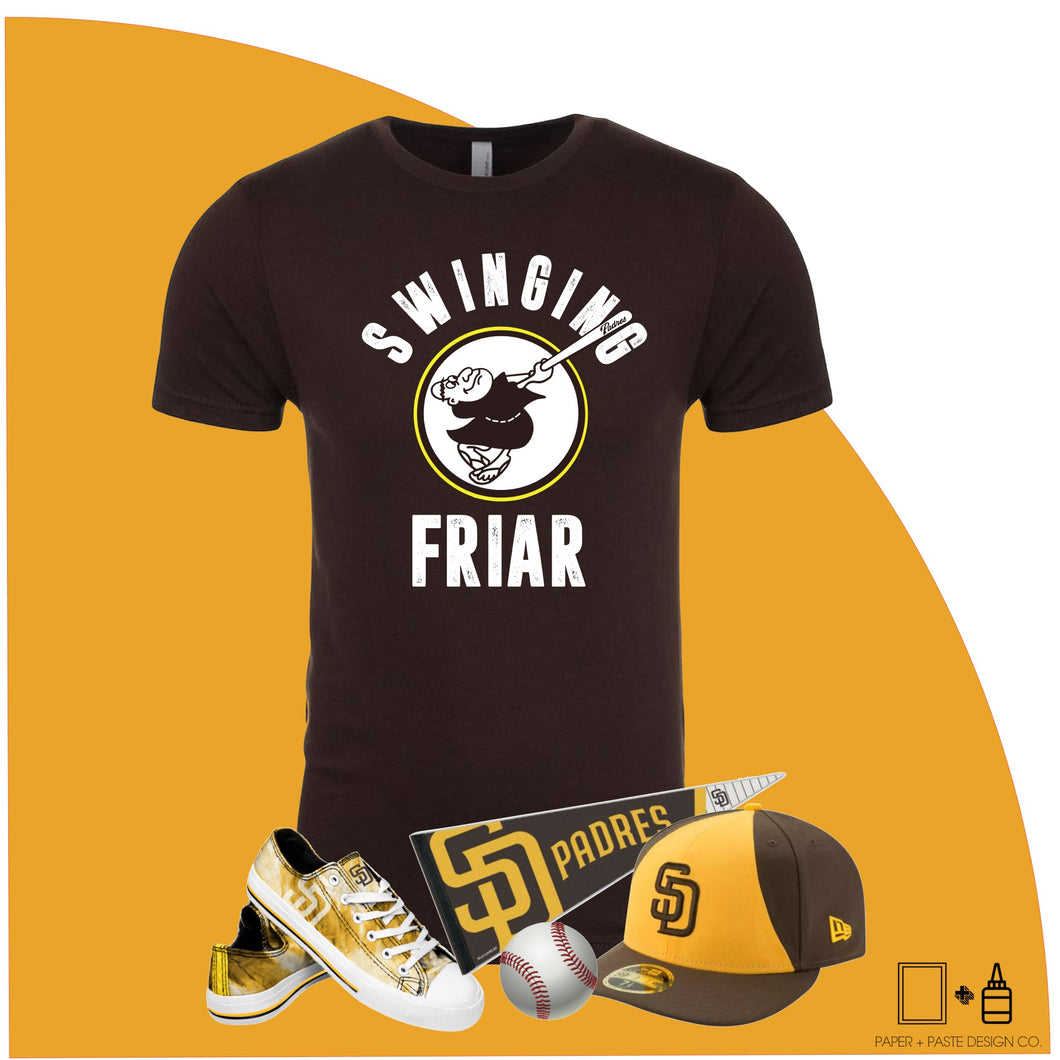 T-Shirt: Padres Swinging Friar Baseball Shirt – Paper and Paste Design Co