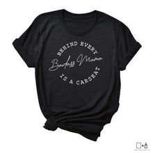 Load image into Gallery viewer, T-Shirt: Behind Every Badass Mama is a carseat(s)
