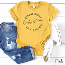 Load image into Gallery viewer, T-Shirt: Behind Every Badass Mama is a carseat(s)
