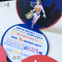 Load image into Gallery viewer, Invitation: Wonder Woman Themed Party- 10/Pack
