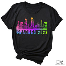 Load image into Gallery viewer, T-Shirt: Padres Skyline Neon Baseball Unisex Shirt - San Diego Baseball Shirt
