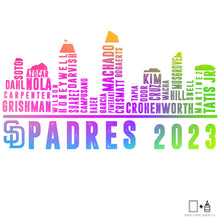 Load image into Gallery viewer, T-Shirt: Padres Skyline Neon Baseball Unisex Shirt - San Diego Baseball Shirt

