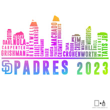 Load image into Gallery viewer, T-Shirt: Padres Skyline Neon Baseball Unisex Shirt - San Diego Baseball Shirt
