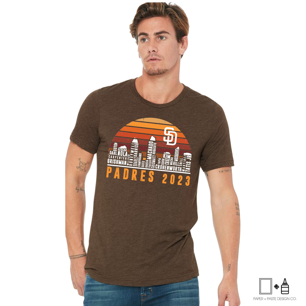 T-Shirt: Padres Skyline Retro Baseball Unisex Shirt - San Diego Baseball Shirt