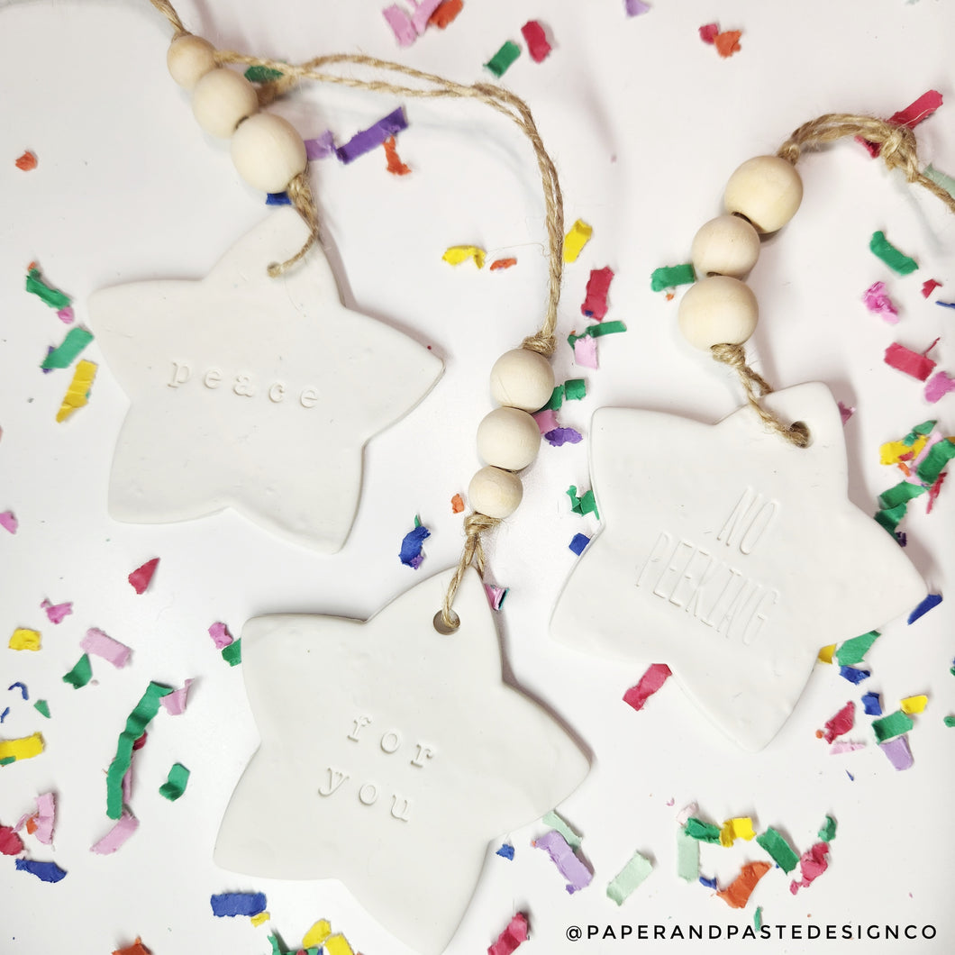 Gift Tags:  Holiday Star Clay Tags- READY TO SHIP