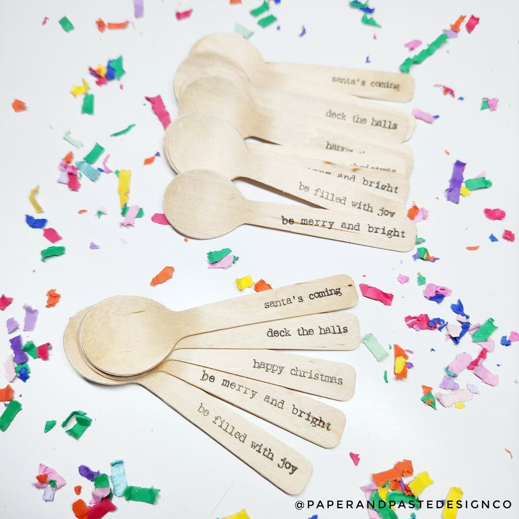 Dessert Spoonss:  Holiday Wooden Dessert Spoons - READY TO SHIP